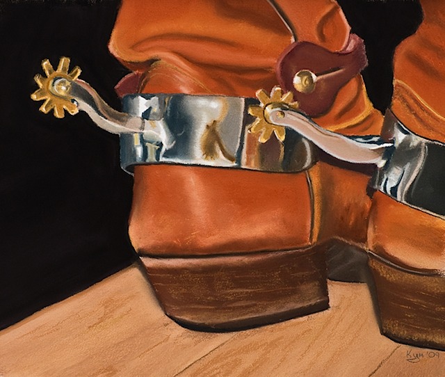 Pair of cowboy boots with spurs